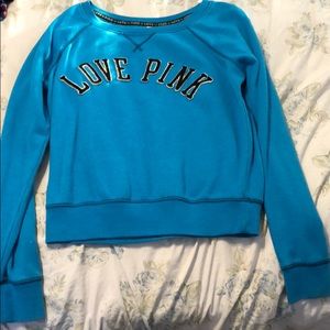 PINK Blue Crew Neck Sweatshirt